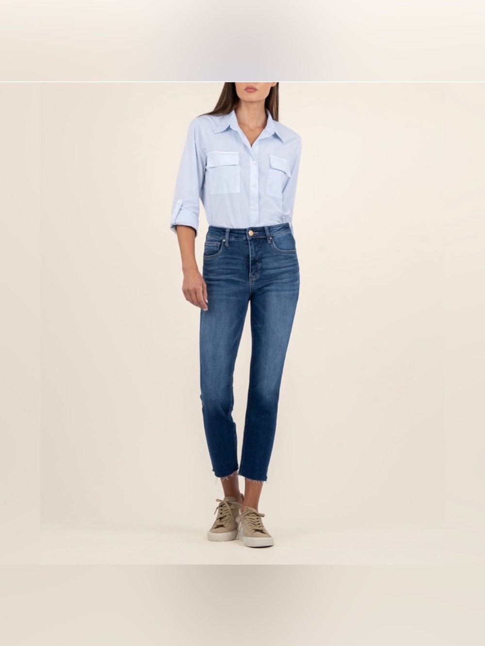 Kut From The Kloth Cotton Blend High Rise Blue Wash Rachel Mom Jeans 16W